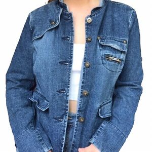 Fitted Medium Wash Denim Jacket